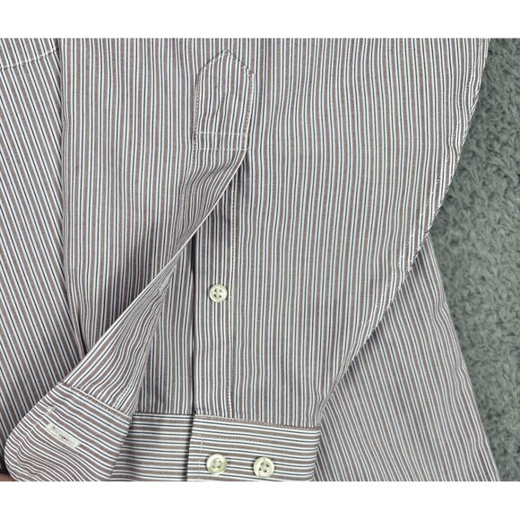 Brooks Brothers Button Down Shirt 17-2/3 Regular Long Sleeve Red Blue Stripe - Picture 4 of 7